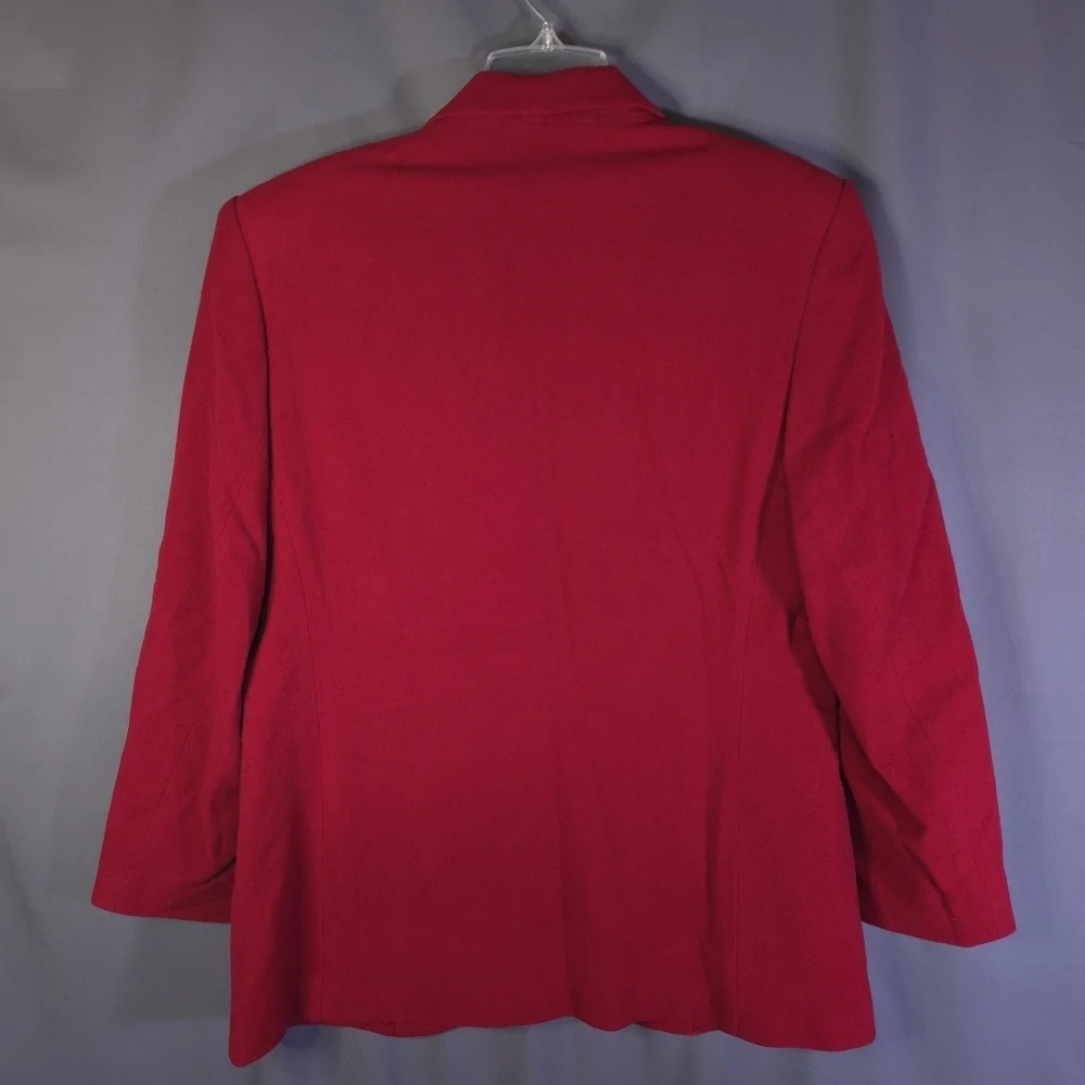 Precious Fibers Wool Cashmere Blend Blazer Red Size Large Festive‎ Old Money
